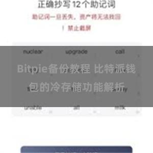 Bitpie备份教程 比特派钱包的冷存储功能解析